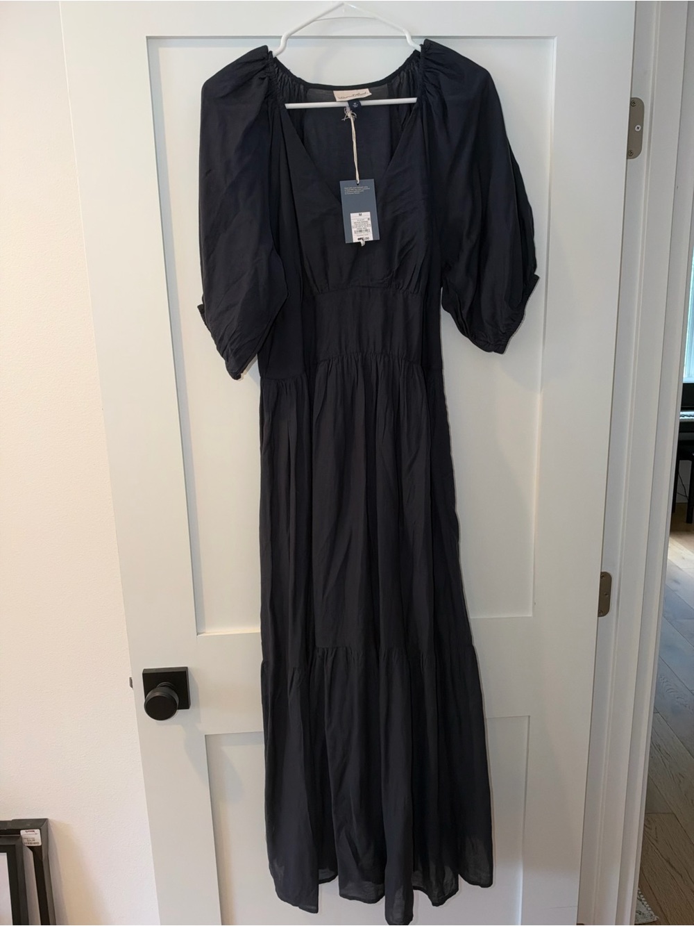 Universal Thread Black Midi Dress with Puff Sleeves